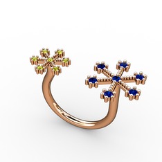 Lab safir ve peridot 8 ayar rose altın yüzük