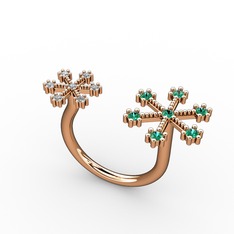 Kar Tanesi Yüzük - Yeşil kuvars ve swarovski 14 ayar rose altın yüzük #hx8ocb
