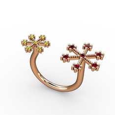 Garnet ve peridot 8 ayar rose altın yüzük