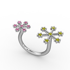 Peridot ve rodolit garnet 925 ayar gümüş yüzük