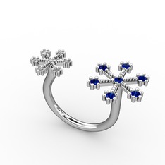 Kar Tanesi Yüzük - Lab safir ve swarovski 14 ayar beyaz altın yüzük #jfxngd