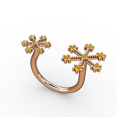 Sitrin ve peridot 8 ayar rose altın yüzük