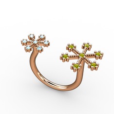 Peridot ve akuamarin 18 ayar rose altın yüzük