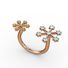 Kar Tanesi Yüzük - Akuamarin ve peridot 8 ayar rose altın yüzük #nkduzx