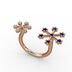 Kar Tanesi Yüzük - Lab safir ve swarovski 925 ayar rose altın kaplama gümüş yüzük #oixep1