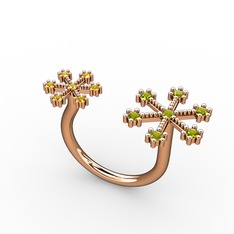 Peridot ve sitrin 8 ayar rose altın yüzük