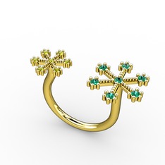 Kar Tanesi Yüzük - Yeşil kuvars ve peridot 18 ayar altın yüzük #qb8qud