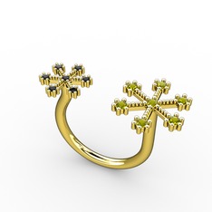 Kar Tanesi Yüzük - Peridot ve siyah zirkon 925 ayar altın kaplama gümüş yüzük #qq8ger