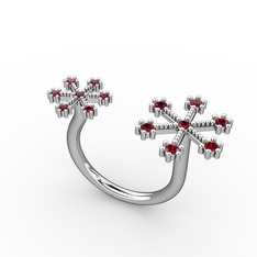 Kar Tanesi Yüzük - Garnet 18 ayar beyaz altın yüzük #rnaqe4