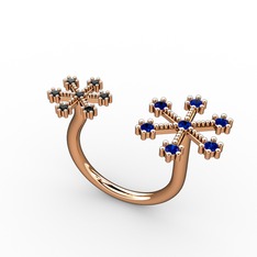 Kar Tanesi Yüzük - Lab safir ve siyah zirkon 8 ayar rose altın yüzük #v6t52n