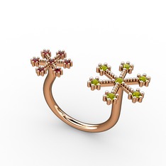 Peridot ve garnet 8 ayar rose altın yüzük