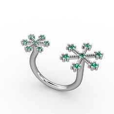 Kar Tanesi Yüzük - Yeşil kuvars 18 ayar beyaz altın yüzük #zewamg