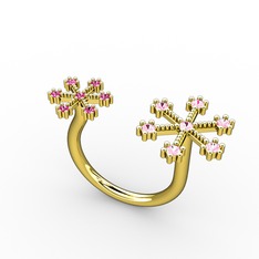 Kar Tanesi Yüzük - Pembe kuvars ve rodolit garnet 18 ayar altın yüzük #zjk6sv