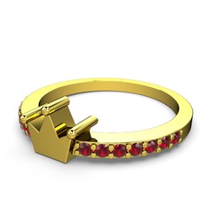 Taşlı Taç Yüzük - Garnet 18 ayar altın yüzük #1hntvs