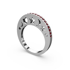 Garnet 18 ayar beyaz altın yüzük