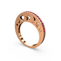 Taşlı Sembol Yüzük - Rodolit garnet 14 ayar rose altın yüzük #cq39sr