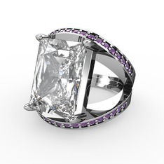 Reyala Yüzük - Swarovski ve ametist 925 ayar gümüş yüzük #132cyun