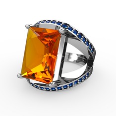 Reyala Yüzük - Sitrin ve lab safir 925 ayar gümüş yüzük #13v5buk