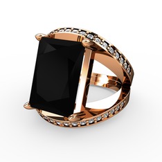 Reyala Yüzük - Siyah zirkon ve swarovski 18 ayar rose altın yüzük #14k32u3