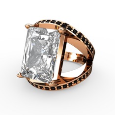 Swarovski ve siyah zirkon 8 ayar rose altın yüzük