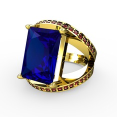 Lab safir ve garnet 18 ayar altın yüzük