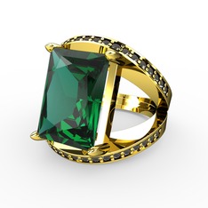 Reyala Yüzük - Yeşil kuvars ve dumanlı kuvars 18 ayar altın yüzük #171j31s