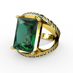 Reyala Yüzük - Yeşil kuvars ve pırlanta 18 ayar altın yüzük (0.6 karat) #17bt6af