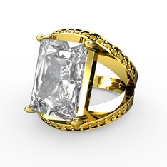 Reyala Yüzük - Beyaz zirkon ve sitrin 14 ayar altın yüzük #18s0f7b