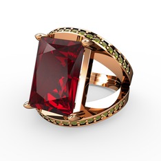 Reyala Yüzük - Garnet ve peridot 18 ayar rose altın yüzük #191cak8