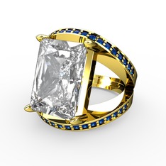 Reyala Yüzük - Swarovski ve lab safir 8 ayar altın yüzük #1d6kdk5
