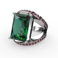 Reyala Yüzük - Yeşil kuvars ve garnet 925 ayar gümüş yüzük #1e9bxzj