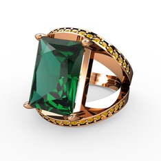 Reyala Yüzük - Yeşil kuvars ve sitrin 14 ayar rose altın yüzük #1g43gbm