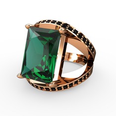 Yeşil kuvars ve siyah zirkon 18 ayar rose altın yüzük