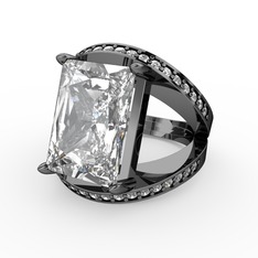 Reyala Yüzük - Beyaz zirkon ve swarovski 925 ayar siyah rodyum kaplama gümüş yüzük #1huwo1n