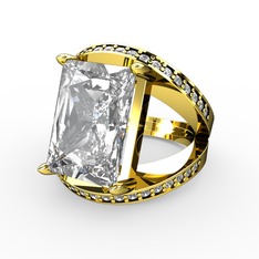 Reyala Yüzük - Swarovski ve pırlanta 925 ayar altın kaplama gümüş yüzük (0.6 karat) #1i2eqn9