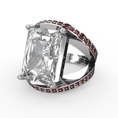 Reyala Yüzük - Swarovski ve garnet 14 ayar beyaz altın yüzük #1i9kyxv