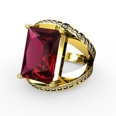 Rodolit garnet ve pırlanta 8 ayar altın yüzük (0.6 karat)