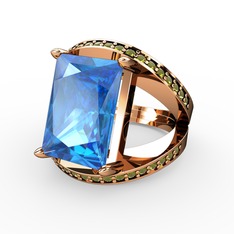 Akuamarin ve peridot 18 ayar rose altın yüzük