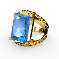 Reyala Yüzük - Akuamarin ve sitrin 14 ayar altın yüzük #1lnjx2z