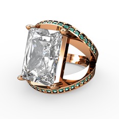 Reyala Yüzük - Swarovski ve yeşil kuvars 925 ayar rose altın kaplama gümüş yüzük #1meyjy8