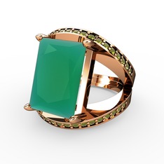 Reyala Yüzük - Kök zümrüt ve peridot 14 ayar rose altın yüzük #1q0xou7