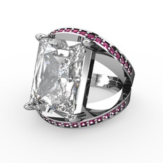 Reyala Yüzük - Swarovski ve rodolit garnet 14 ayar beyaz altın yüzük #1qvvjmp
