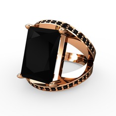 Reyala Yüzük - Siyah zirkon 8 ayar rose altın yüzük #1ru5s84