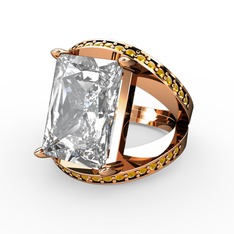 Swarovski ve sitrin 925 ayar rose altın kaplama gümüş yüzük