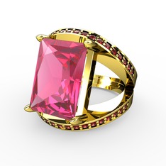 Reyala Yüzük - Pembe kuvars ve garnet 18 ayar altın yüzük #1xpxs7u