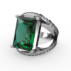 Reyala Yüzük - Yeşil kuvars ve swarovski 18 ayar beyaz altın yüzük #1yaojbz