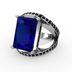 Reyala Yüzük - Lab safir ve siyah zirkon 925 ayar gümüş yüzük #1z12eo