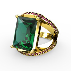 Reyala Yüzük - Yeşil kuvars ve rodolit garnet 18 ayar altın yüzük #40ed62