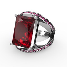 Garnet ve rodolit garnet 14 ayar beyaz altın yüzük