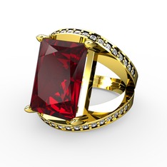 Reyala Yüzük - Garnet ve swarovski 925 ayar altın kaplama gümüş yüzük #a0ac2p